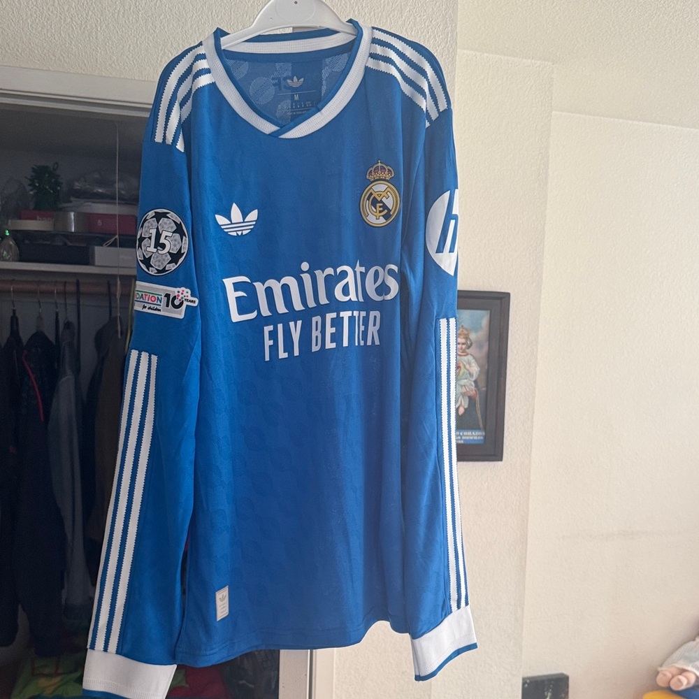 Adidas Men S Real Madrid Authentic Away LS Jersey Bellingham #5 with UCL BADGE